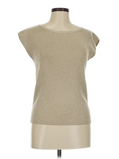 Pre-owned Talbots Short Sleeve Top Tan Boatneck Tops In Brown