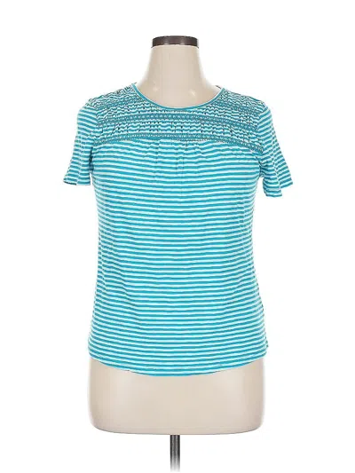 Pre-owned Talbots Short Sleeve Top Teal Crew Neck Tops In Blue