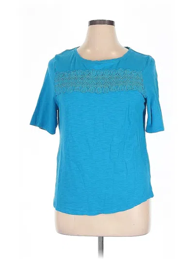 Pre-owned Talbots Short Sleeve Top Teal Crew Neck Tops In Blue
