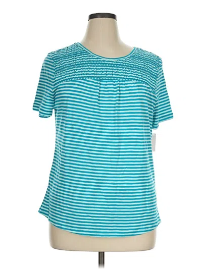 Pre-owned Talbots Short Sleeve Top Teal Keyhole Neckline Tops