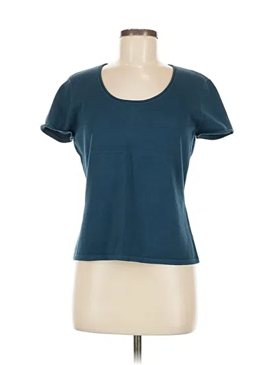 Pre-owned Talbots Short Sleeve Top Teal Scoop Neck Tops In Blue