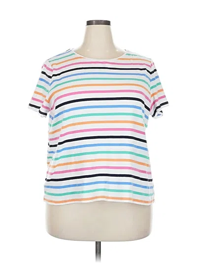 Pre-owned Talbots Short Sleeve Top White Stripes Pattern Boatneck Tops