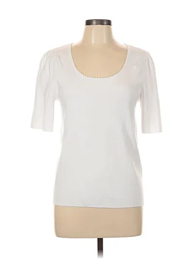 Pre-owned Talbots Short Sleeve Top White Sweetheart Neckline Tops