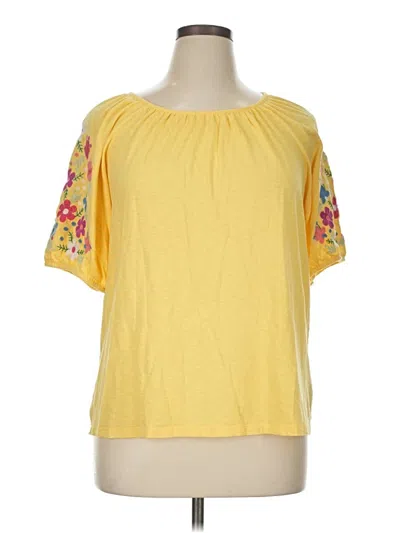 Pre-owned Talbots Short Sleeve Top Yellow Cold Shoulder Neckline Tops