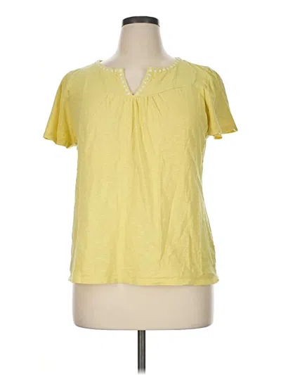 Pre-owned Talbots Short Sleeve Top Yellow Keyhole Neckline Tops