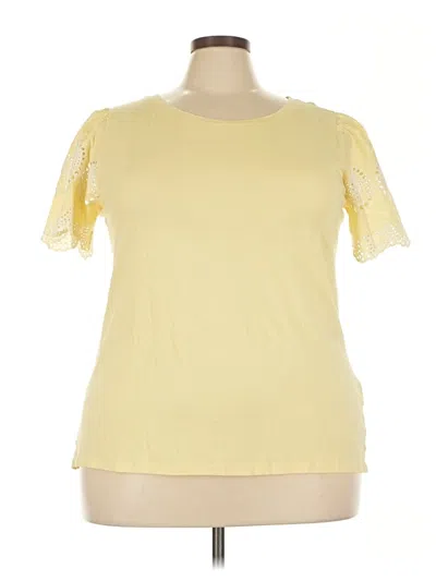 Pre-owned Talbots Short Sleeve Top Yellow Sweetheart Neckline Tops
