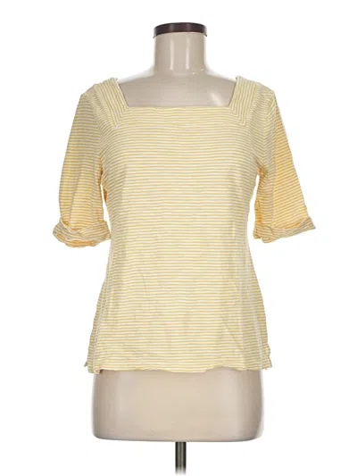 Pre-owned Talbots Short Sleeve Top Yellow Tie-dye Pattern Square Neckline Tops