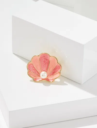 Talbots Show & Shell Brooch - Coastal Coral/gold - 001