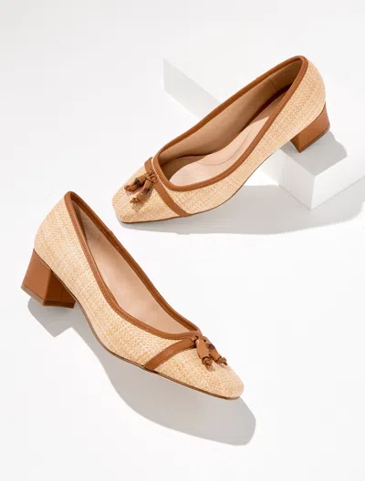 Talbots Sienna Bamboo Raffia Block Heel Pumps - Natural - 10 1/2 M  In Brown