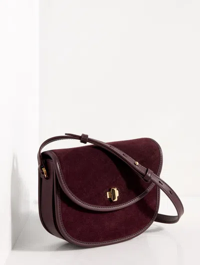 Talbots Sierra Suede Polished Saddle Bag - Deep Burgundy - 001