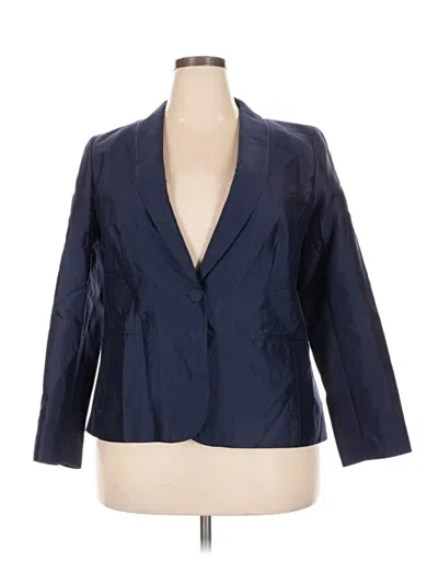 Pre-owned Talbots Silk Blazer Jacket In Blue