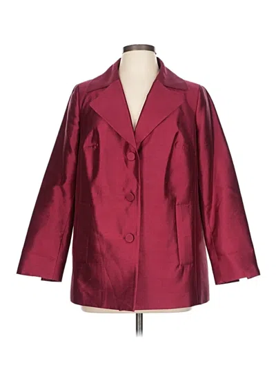 Pre-owned Talbots Silk Blazer Jacket In Burgundy