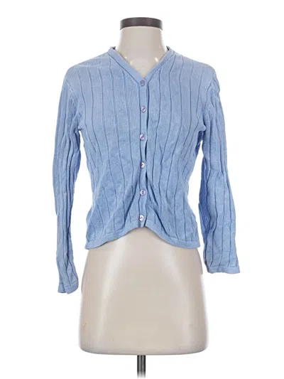 Pre-owned Talbots Silk Cardigan Sweater In Blue
