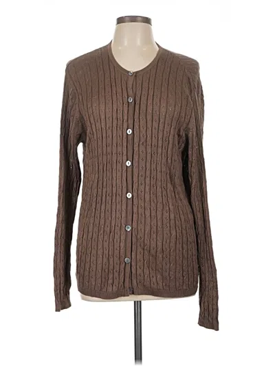 Pre-owned Talbots Silk Cardigan Sweater In Brown