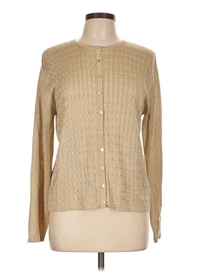 Pre-owned Talbots Silk Cardigan Sweater In Gold