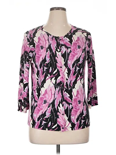 Pre-owned Talbots Silk Cardigan Sweater In Pink
