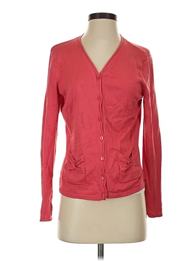 Pre-owned Talbots Silk Cardigan Sweater In Red