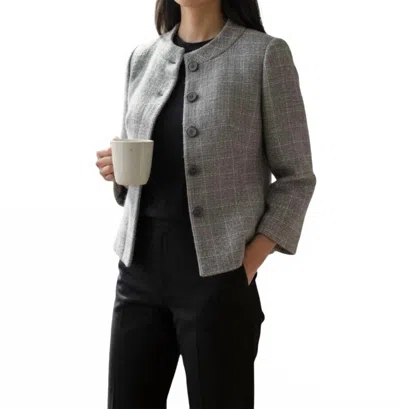 Talbots Silver Thread Cropped Jacket In Gray