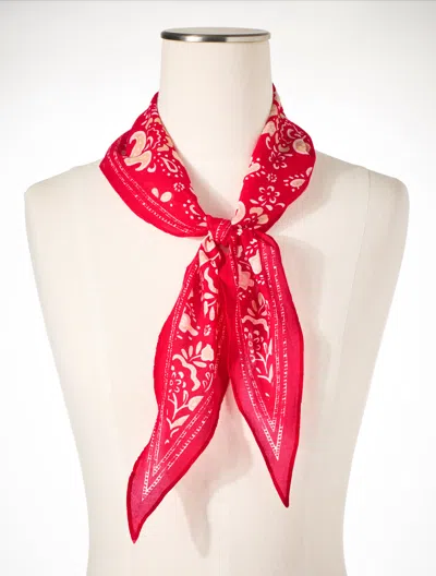Talbots Simple Jacobean Diamond Scarf - Red - 001 - 100% Cotton