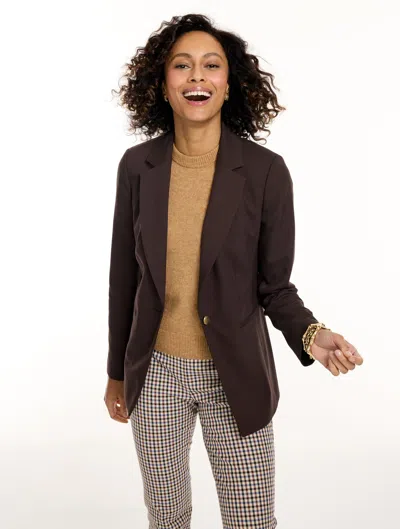 Talbots Single Button Twill Blazer - Dark Chocolate - 2
