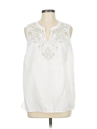 Pre-owned Talbots Sleeveless Blouse In White