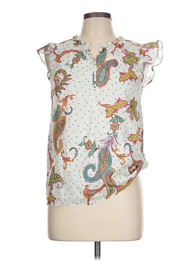 Pre-owned Talbots Sleeveless Blouse In White