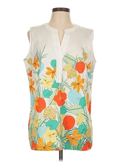 Pre-owned Talbots Sleeveless Blouse In White