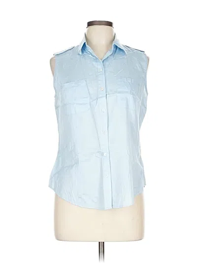 Pre-owned Talbots Sleeveless Button Down Shirt In Blue