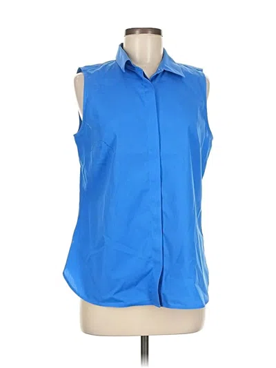 Pre-owned Talbots Sleeveless Button Down Shirt In Blue