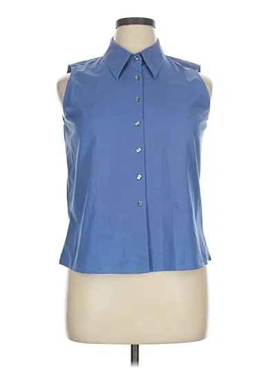 Pre-owned Talbots Sleeveless Button Down Shirt In Blue
