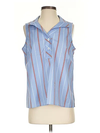 Pre-owned Talbots Sleeveless Button Down Shirt In Blue