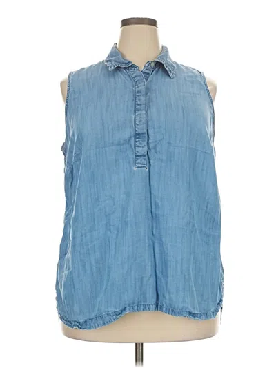 Pre-owned Talbots Sleeveless Button Down Shirt In Blue