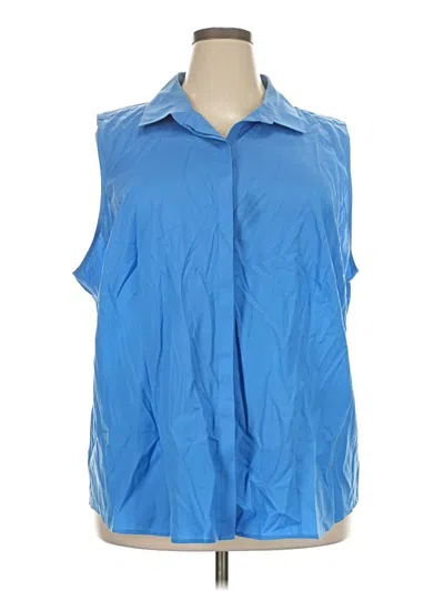 Pre-owned Talbots Sleeveless Button Down Shirt In Blue