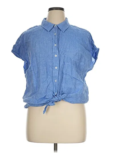 Pre-owned Talbots Sleeveless Button Down Shirt In Blue
