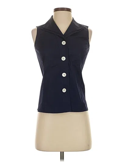 Pre-owned Talbots Sleeveless Button Down Shirt In Blue