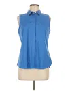 Talbots Sleeveless Button Down Shirt In Blue