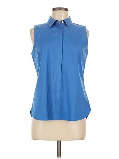 Talbots Sleeveless Button Down Shirt In Blue