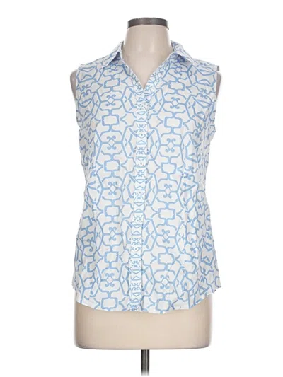 Pre-owned Talbots Sleeveless Button Down Shirt In Blue