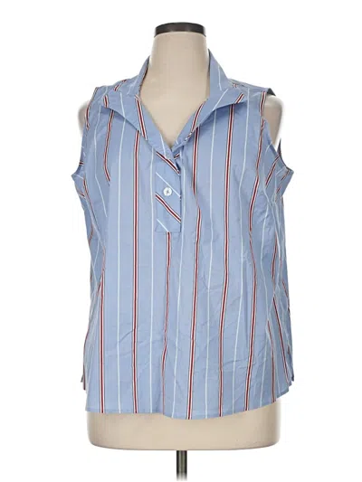 Pre-owned Talbots Sleeveless Button Down Shirt In Blue