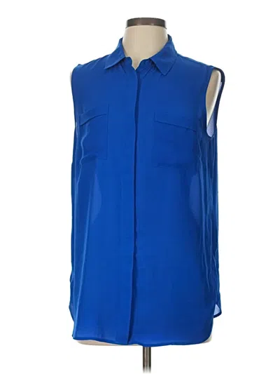 Pre-owned Talbots Sleeveless Button Down Shirt In Blue