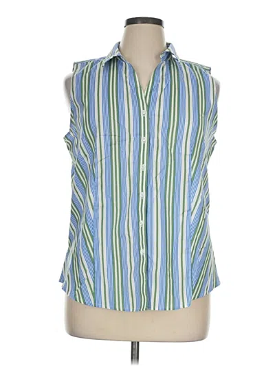 Pre-owned Talbots Sleeveless Button Down Shirt In Blue