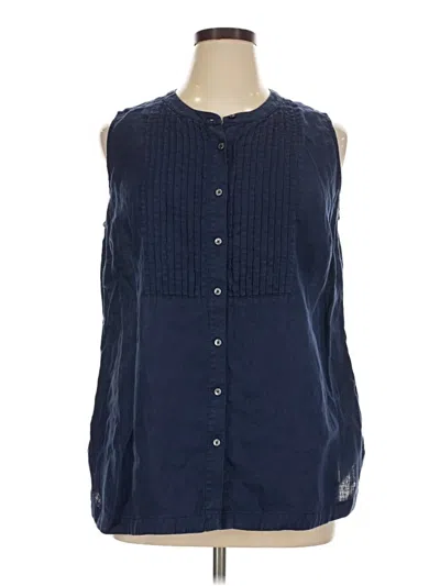 Pre-owned Talbots Sleeveless Button Down Shirt In Blue