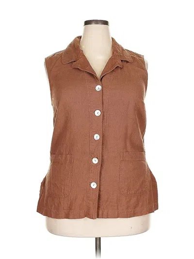 Pre-owned Talbots Sleeveless Button Down Shirt In Brown