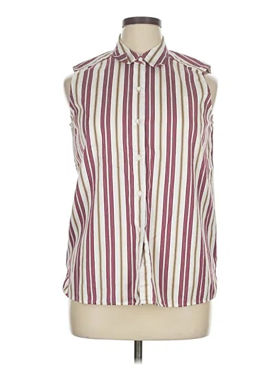 Pre-owned Talbots Sleeveless Button Down Shirt In Burgundy