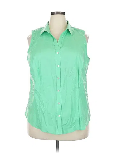 Pre-owned Talbots Sleeveless Button Down Shirt In Green
