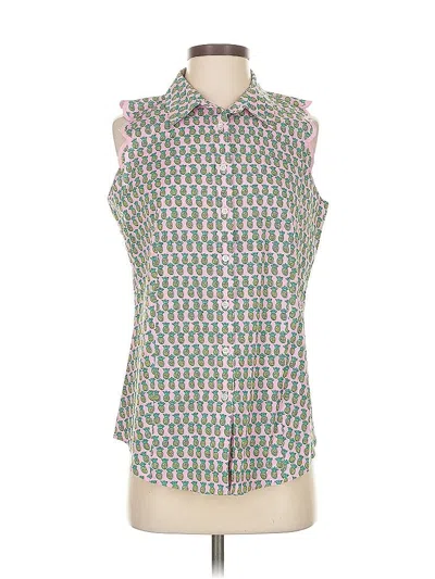Pre-owned Talbots Sleeveless Button Down Shirt In Green