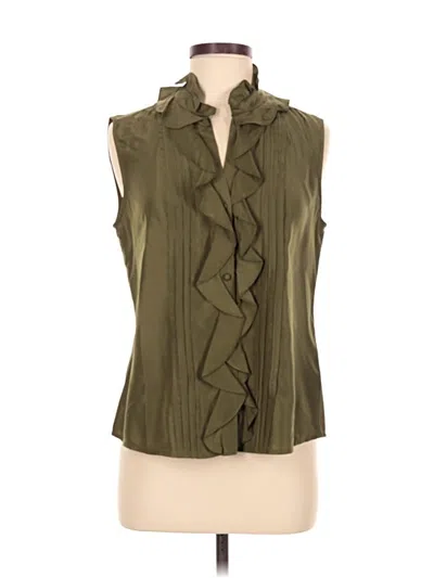 Pre-owned Talbots Sleeveless Button Down Shirt In Green