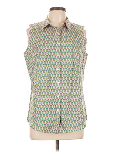 Pre-owned Talbots Sleeveless Button Down Shirt In Green