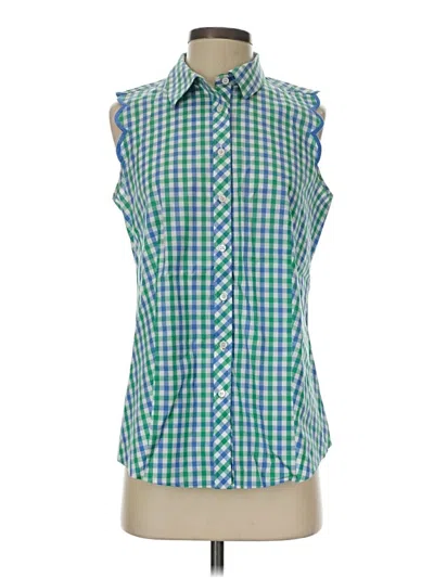 Pre-owned Talbots Sleeveless Button Down Shirt In Green