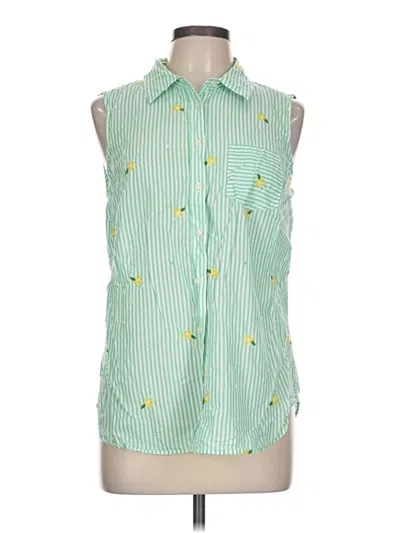 Pre-owned Talbots Sleeveless Button Down Shirt In Green